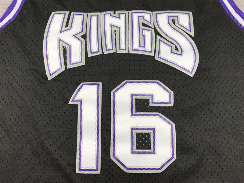 Men's Sacramento Kings Peja Stojakovic #16 Black Hardwood Classics Swingman Jersey