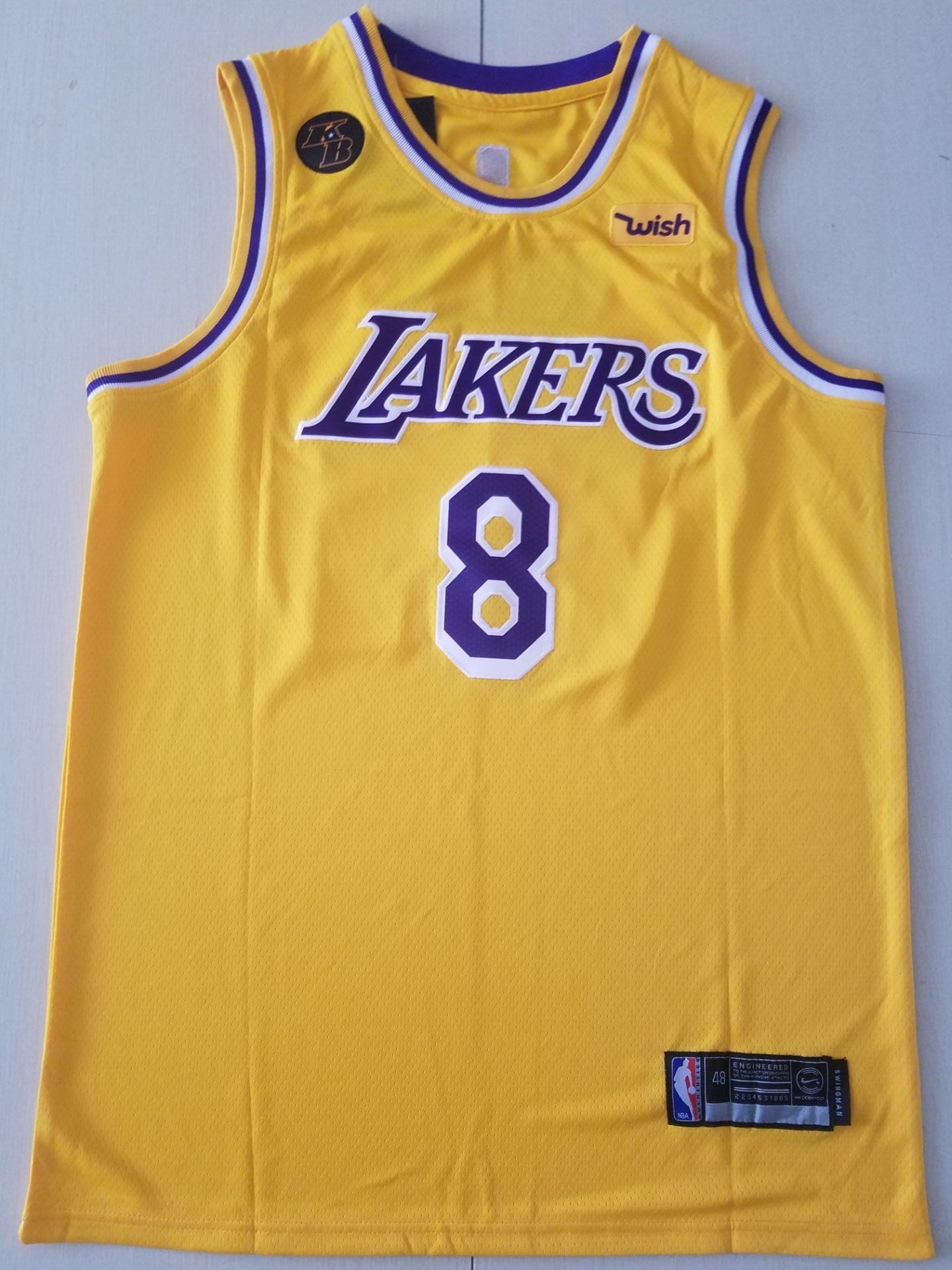 Men's Los Angeles Lakers Kobe Bryant #8-24 Yellow Swingman Player Jersey