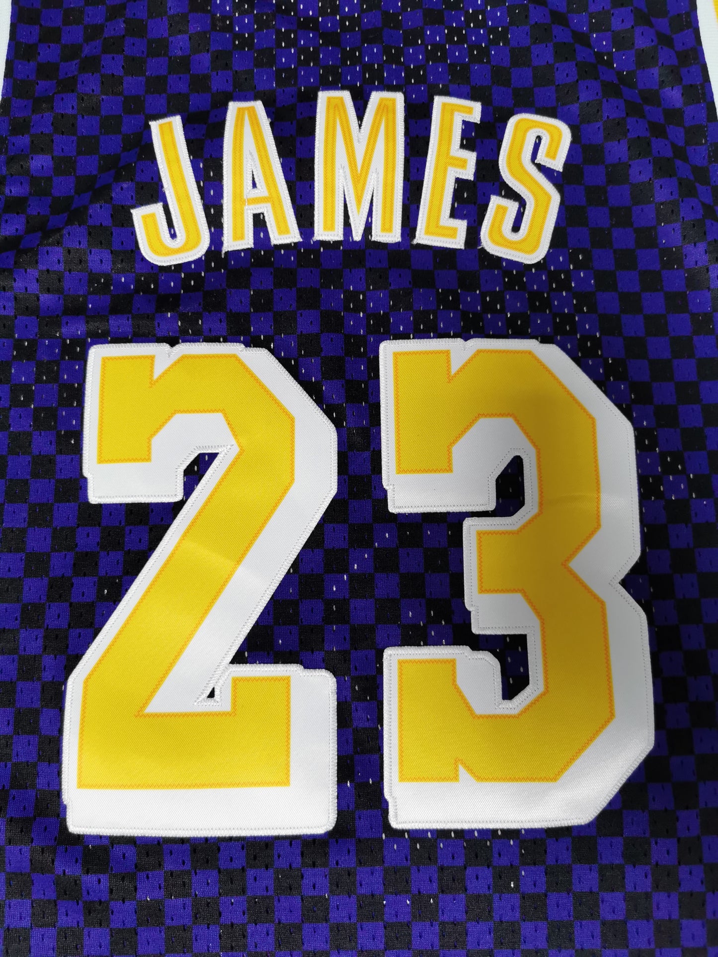 Men's Los Angeles Lakers LeBron James #23 NBA Retro Purple Swingman Jersey