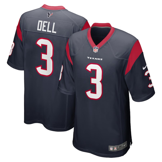 Men's Houston Texans Tank Dell #3 Navy Player Game Jersey