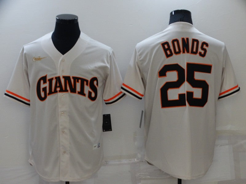 Men's San Francisco Giants Barry Bonds #25 Beige Stitched Jersey