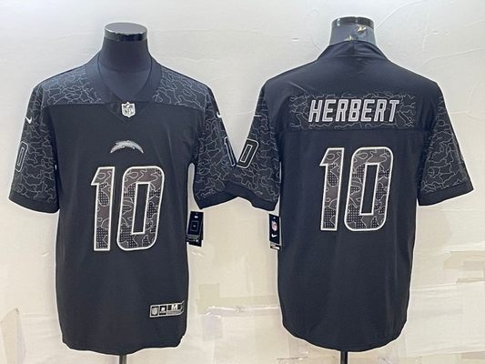 Men's Los Angeles Chargers Justin Herbert #10 Black RFLCTV Limited Jersey