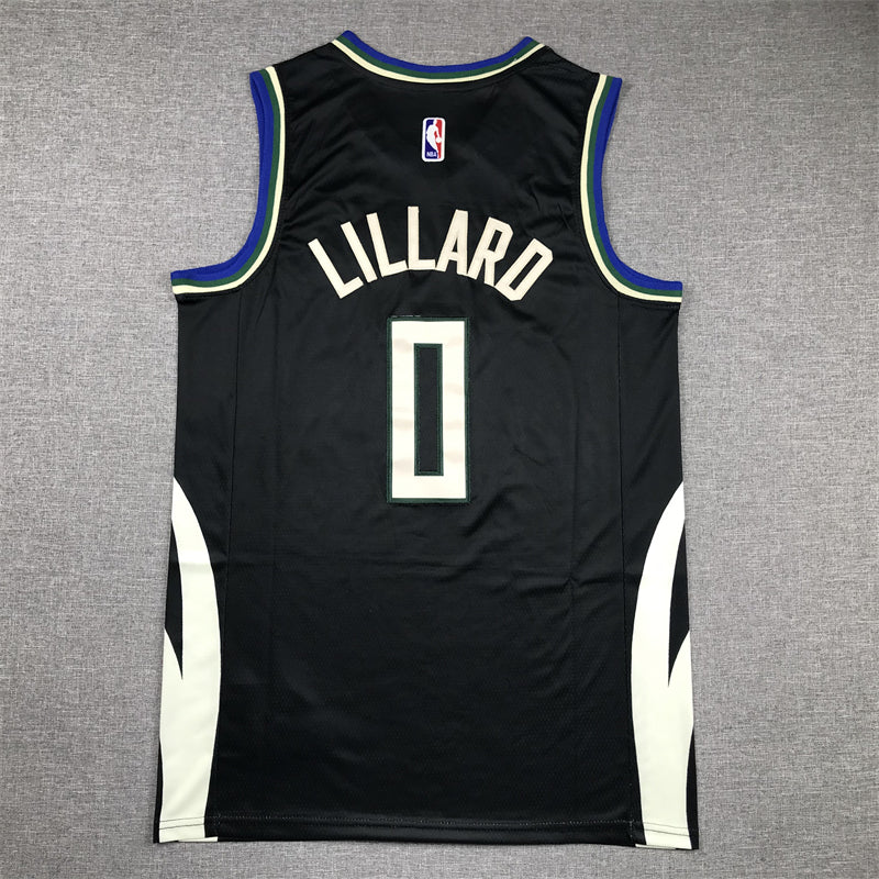 Men's Milwaukee Bucks Damian Lillard #0 Black Fast Break Player Jersey - Statement Edition