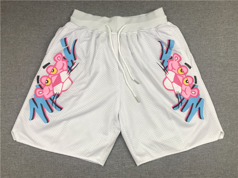 Men's Miami Heat Pink Panther White Basketball Shorts