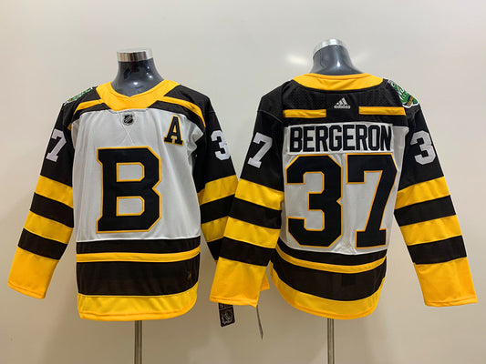 Men's Boston Bruins Patrice Bergeron #37 White Replica Jersey