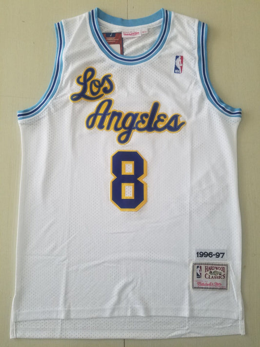 Men's Los Angeles Lakers Kobe Bryant 1996-97 White Hardwood Classics Authentic Jersey