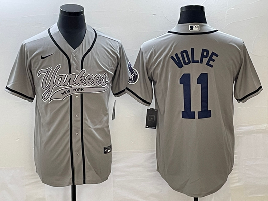 Men's New York Yankees Anthony Volpe #11 Gray Player Jersey Joint Edition