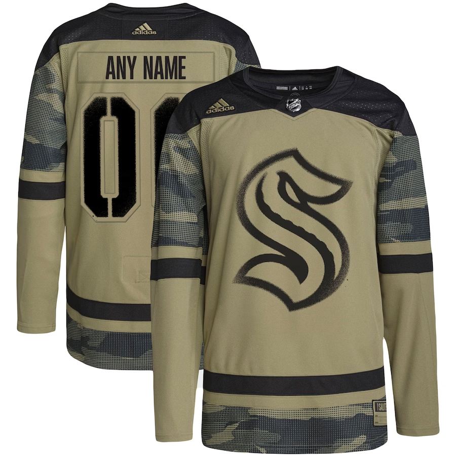 Men's Seattle Kraken Camo Military Appreciation Team Authentic Custom Practice Jersey