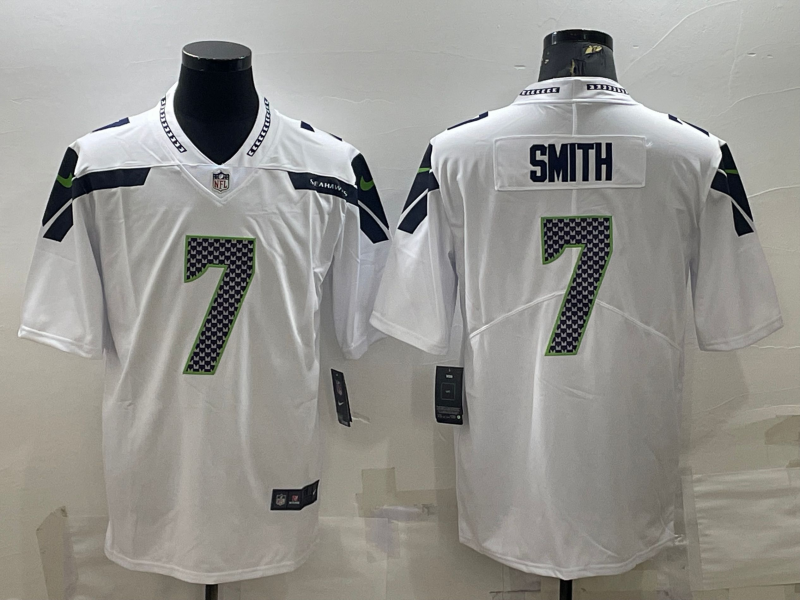 Men's Seattle Seahawks Geno Smith #7 White Game Jersey