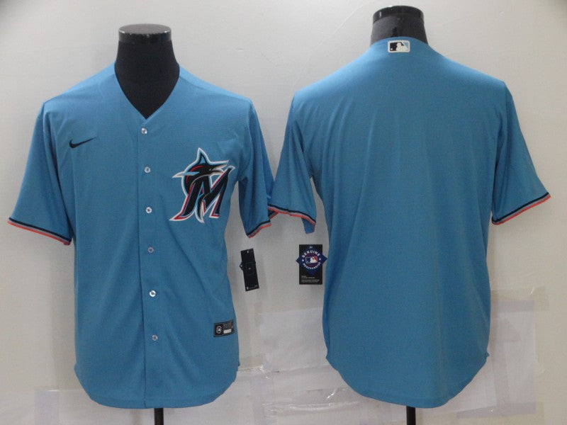 Men's Miami Marlins Blue Alternate Replica Blank Jersey