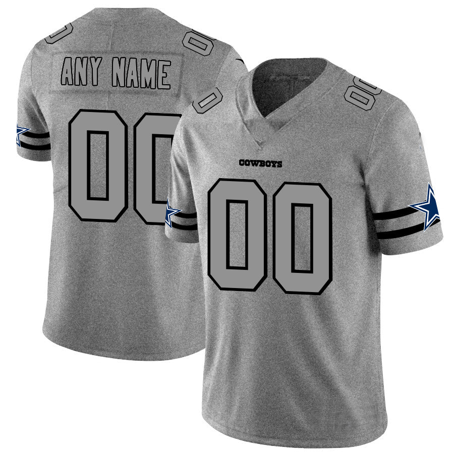 Custom Dallas Cowboys 2019 Gray Gridiron Gray Vapor Untouchable Limited Jersey Stitched Jersey Football Jerseys