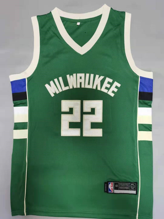 Men's Milwaukee Bucks Khris Middleton #22 Green Fast Break Road Replica Jersey