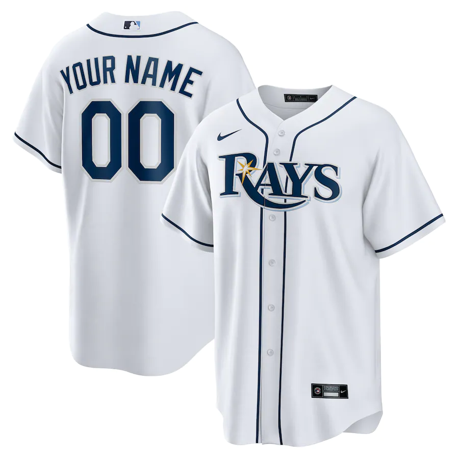 Men's Tampa Bay Rays White Home Replica Custom Jersey