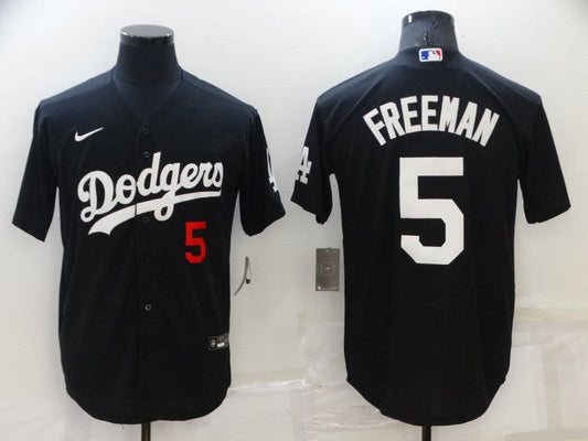 Men's Los Angeles Dodgers Freddie Freeman #5 Black Stitched Jersey