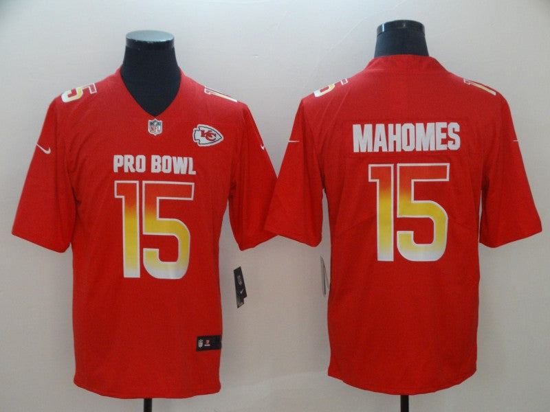 Men's Kansas City Chiefs Patrick Mahomes #15 Red All Star Game Jersey