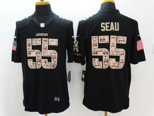 Men's Los Angeles Chargers Junior Seau #55 Black Game Player Jersey