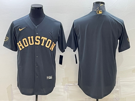 Men's Houston Astros Dark Gray Replica Blank Jersey