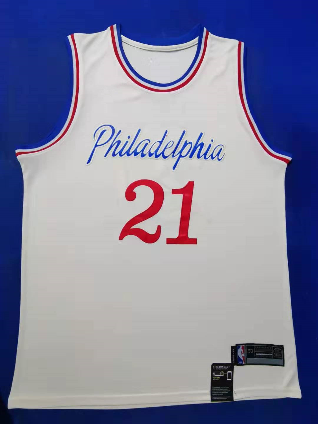 Men's Philadelphia 76ers Joel Embiid #21 NBA White Swingman Player Jersey