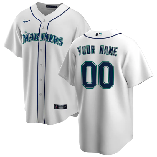 Men's Seattle Mariners White Home Replica Custom Jersey