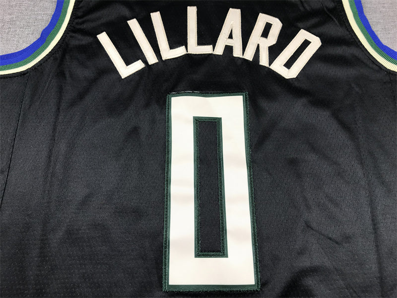 Men's Milwaukee Bucks Damian Lillard #0 Black Fast Break Player Jersey - Statement Edition