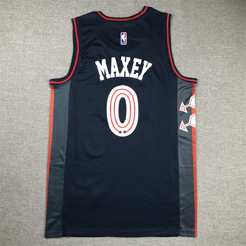 Men's Philadelphia 76ers Tyrese Maxey #0 Navy 2023/24 Swingman Jersey - City Edition