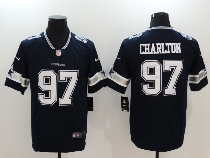 Men's Dallas Cowboys Taco Charlton #97 Navy Game Jersey