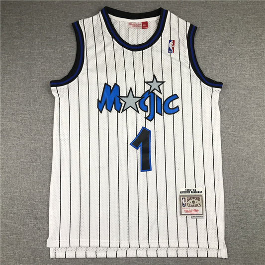 Men's Orlando Magic Penny Hardaway #1 White Hardwood Classics Swingman Jersey