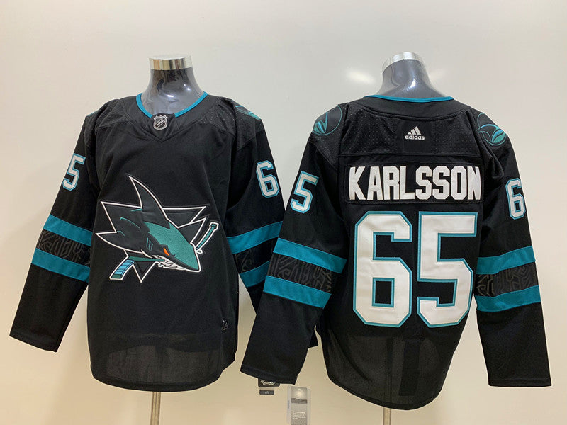 Men's San Jose Sharks Erik Karlsson #65 Black Breakaway Player Jersey