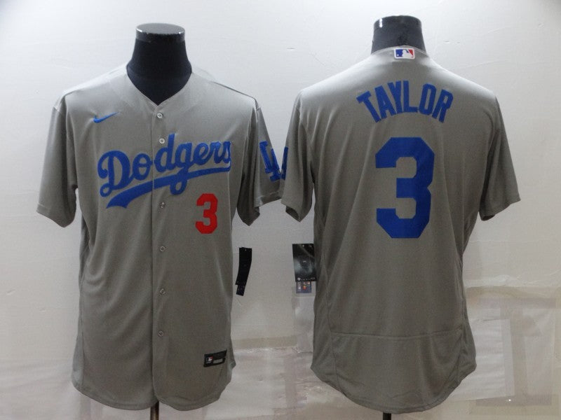 Men's Los Angeles Dodgers Chris Taylor #3 Gray Replica Baseball Jersey