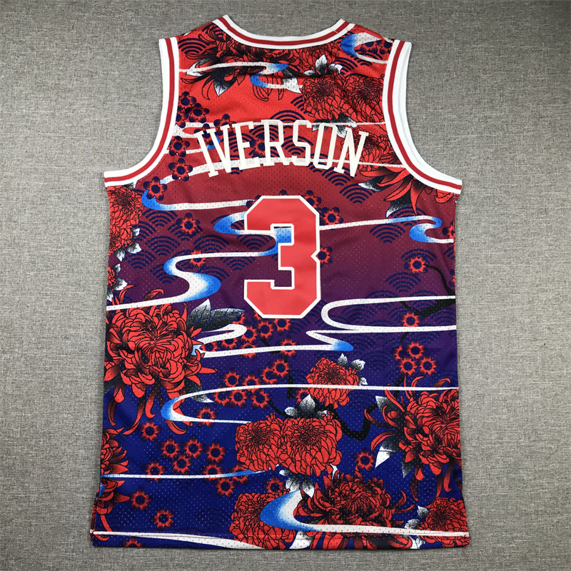 Men's Philadelphia 76ers Allen Iverson #3 Year of Rabbit Edition Hardwood Classics Swingman Jersey