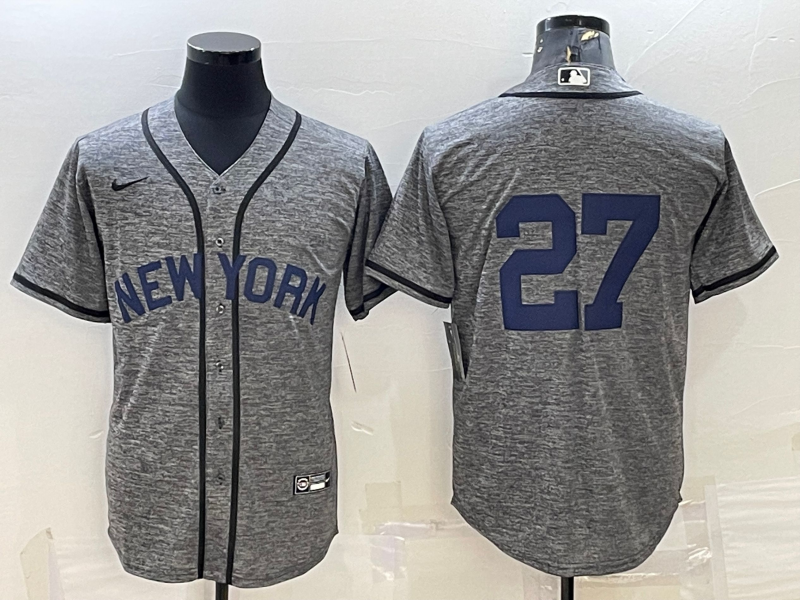 Men's New York Yankees Giancarlo Stanton #27 Gray Replica Team Name Jersey