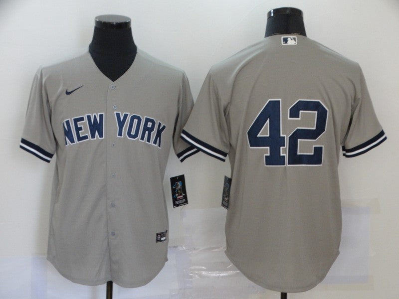 Men's New York Yankees Mariano Rivera #42 Gray Replica Player Name Jersey