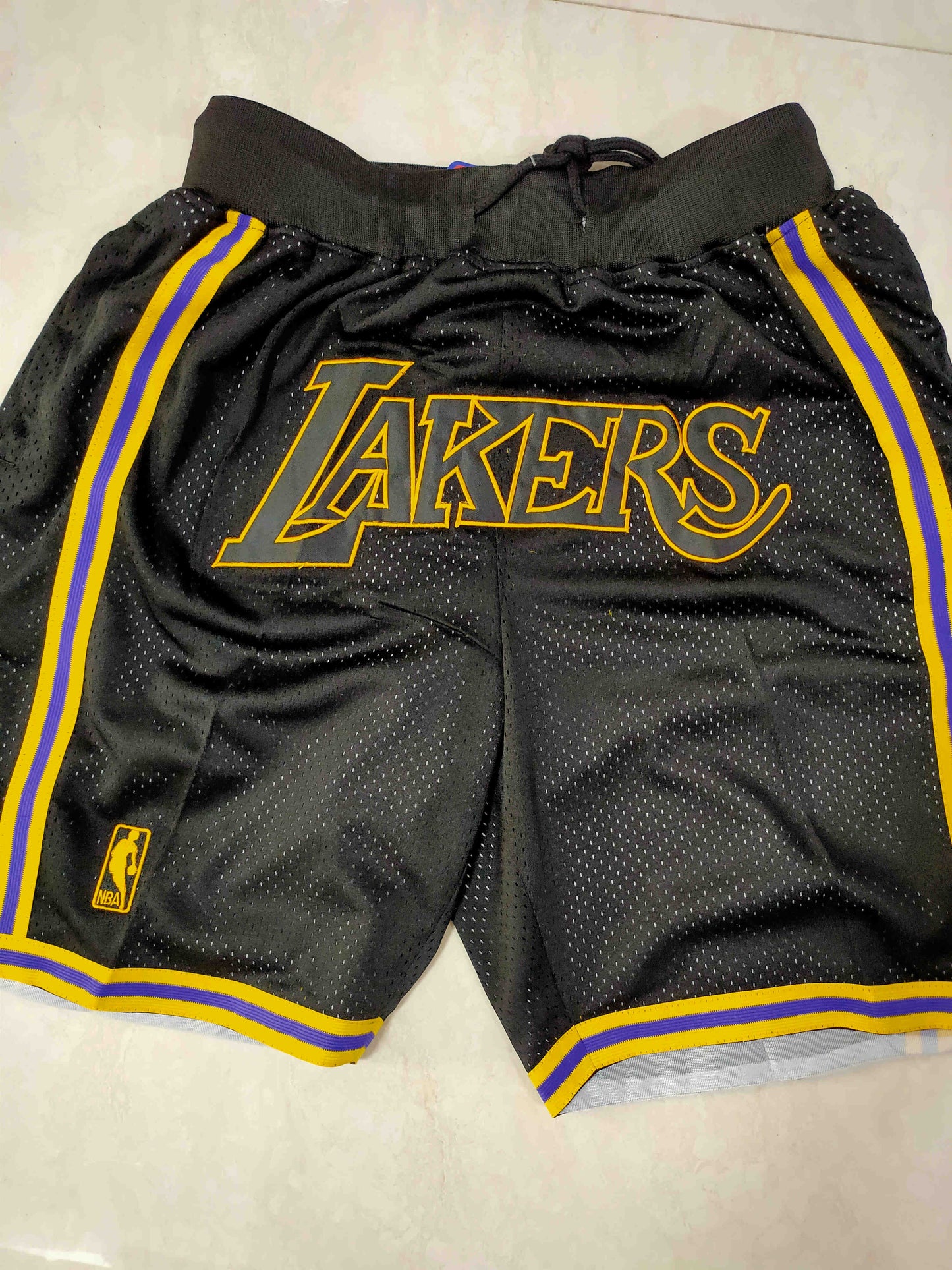 Men's Los Angeles Lakers Black Pro Shorts Stitched Size S-XXL