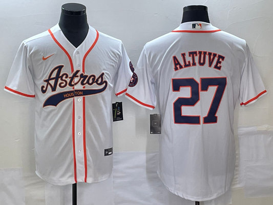 Men's Houston Astros Jose Altuve #27 White Replica Jersey Joint Edition