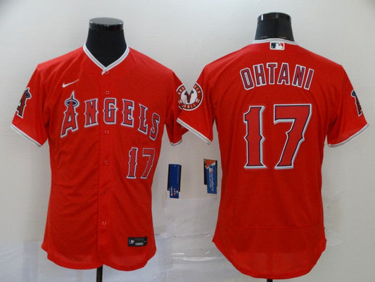 Men's Los Angeles Angels Shohei Ohtani #17 Red Sewn Player Jersey