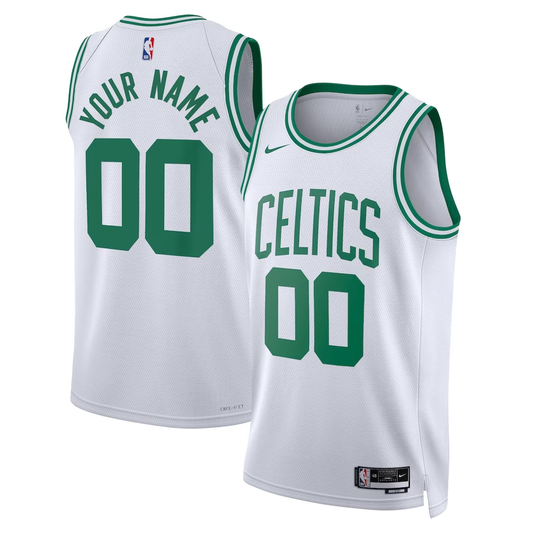 Men's Boston Celtics White Swingman Custom Jersey - Association Edition