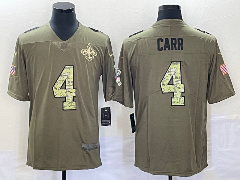 Men's New Orleans Saints Derek Carr #4 Brown Game Player Jersey