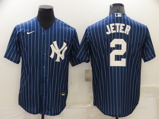 Men's New York Yankees Derek Jeter #2 Blue Replica Baseball Jersey