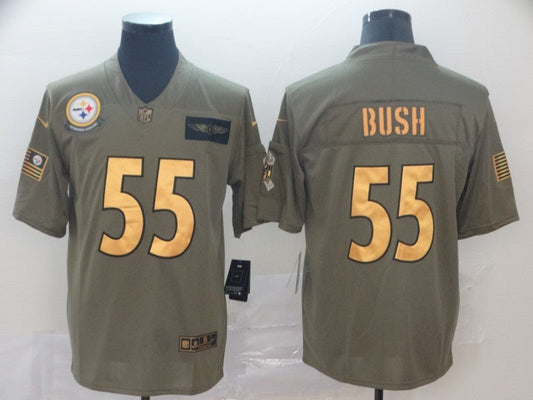 Men's Pittsburgh Steelers Devon Bush Jr. #55 Brown Game Player Jersey