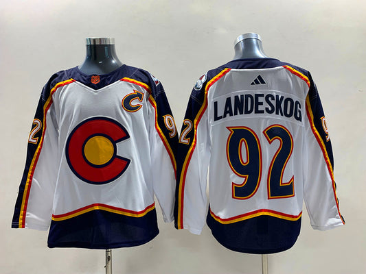 Men's Colorado Avalanche Gabriel Landeskog #92 White Breakaway Jersey