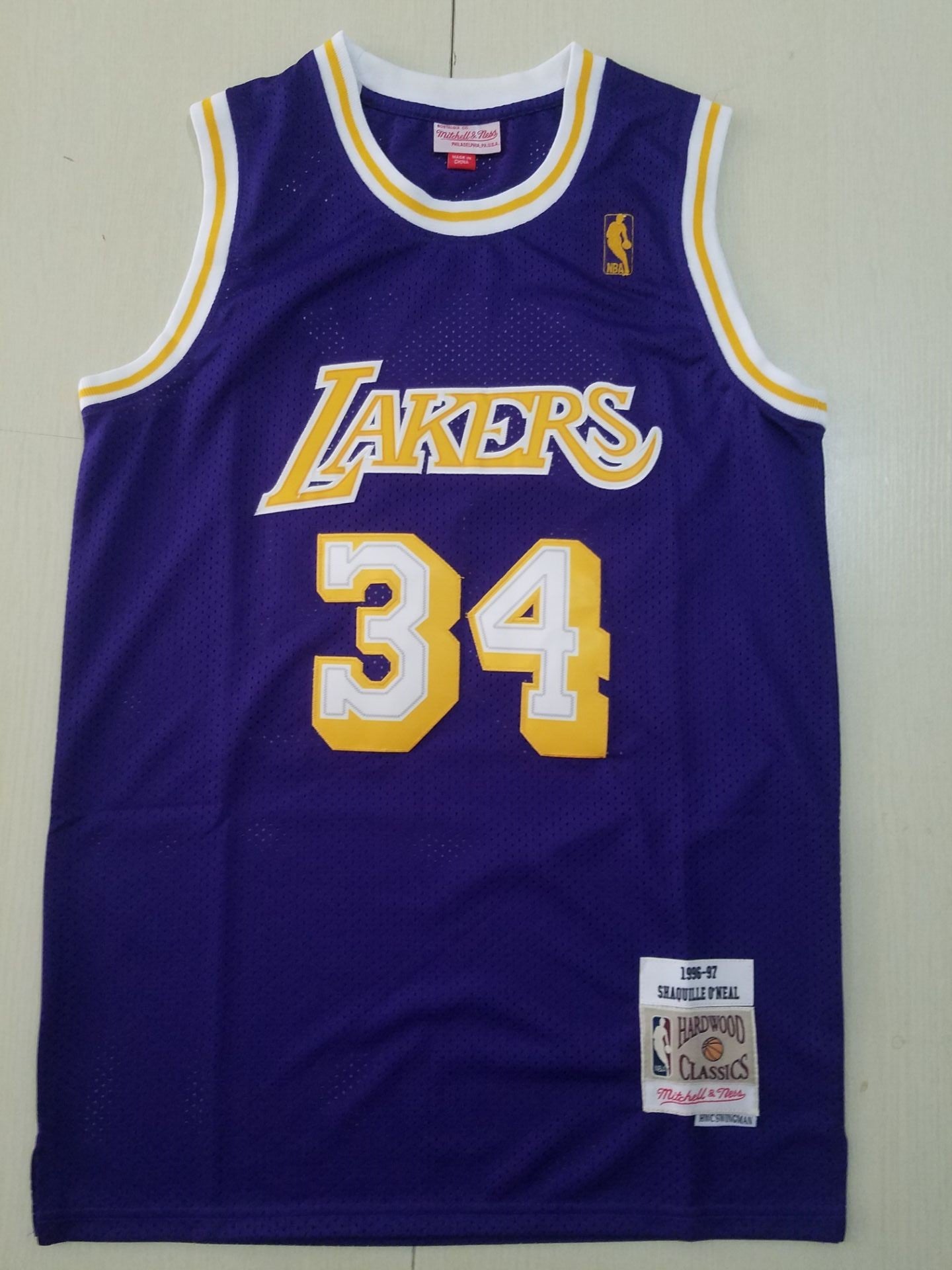 Men's Los Angeles Lakers Shaquille O'Neal #34 Purple 1996-97 Classics Jersey