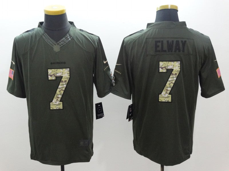 Men's Denver Broncos John Elway #7 Army Green Game Jersey