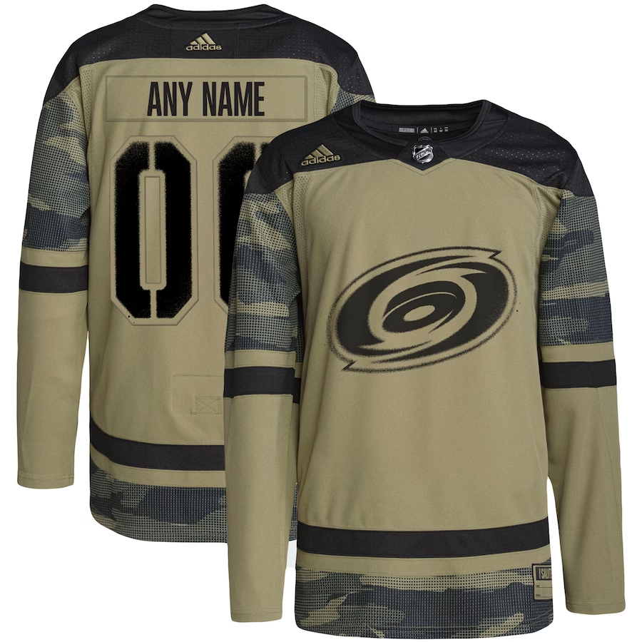 Men's Carolina Hurricanes Camo Military Appreciation Team Authentic Custom Practice Jersey