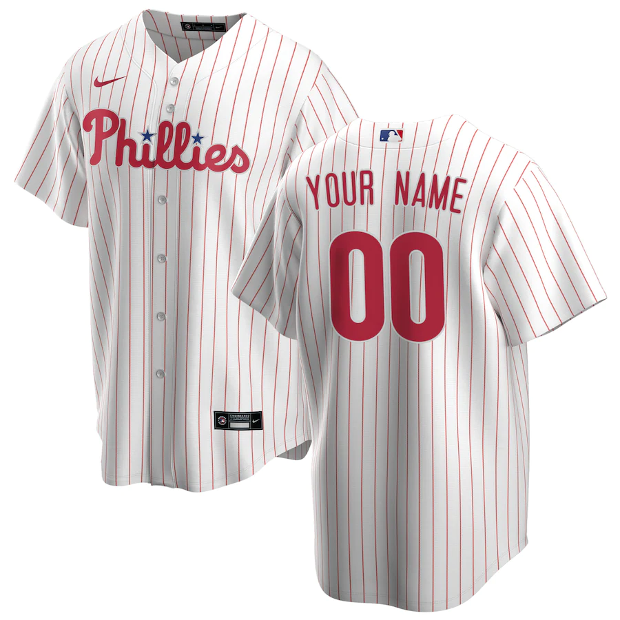 Men's Philadelphia Phillies White Home Replica Custom Jersey