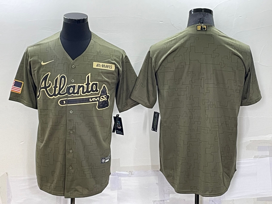 Men's Atlanta Braves Olive Salute To Service Limited Blank Jersey