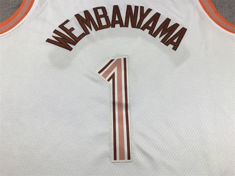 Men's San Antonio Spurs Victor Wembanyama #1 White 2023/24 Swingman Jersey - City Edition