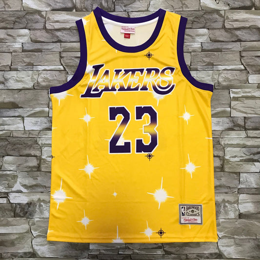 Men's Los Angeles Lakers LeBron James Yellow Hardwood Classics Swingman Jersey