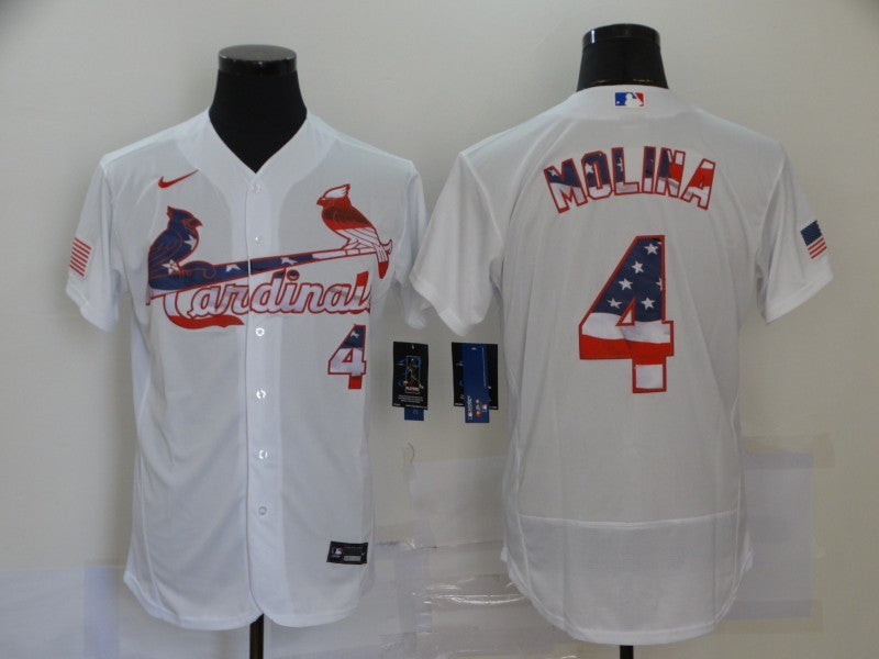 Men's St. Louis Cardinals Yadier Molina #4 White Stitched Jersey