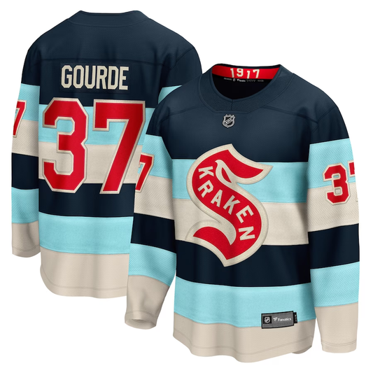 Men's Seattle Kraken Yanni Gourde #37 Deep Sea Blue 2024 NHL Winter Classic Breakaway Player Jersey