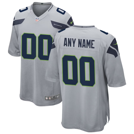 Custom Seattle Seahawks Gray Alternate Game Jersey